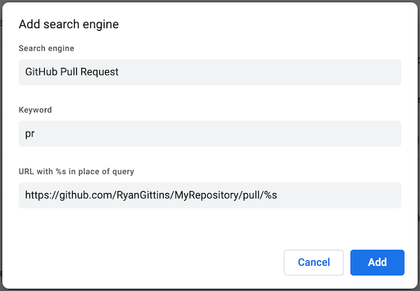 Chrome browser keyword shortcuts